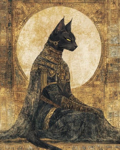 Bastet Goddess, Egyptian Cat, Cat Art Illustration, Animal Portraits Art, Deep Art, Egypt Art, Fantasy Art Landscapes, Egyptian Art, Dreamy Art