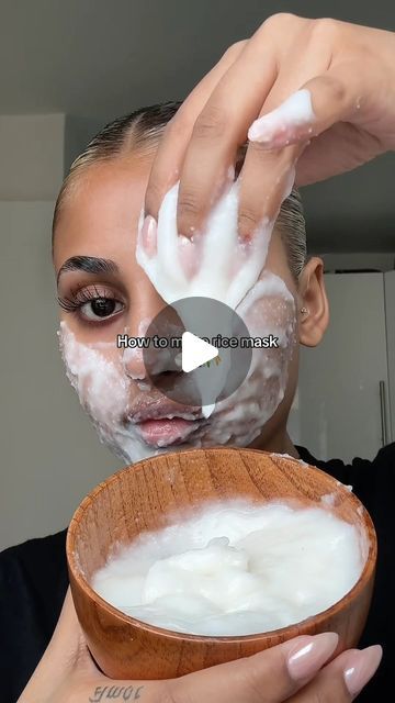 Lail on Instagram: "How I make my rice mask 🍚✨

#rice #ricemask #skincare #beauty" How To Make A Rice Mask, How To Make Rice Cream For Face, How To Make Rice Face Mask, Rice Mask For Face Recipe, Rice Scrub For Face, How To Make Skincare, Rice Mask For Face, How To Make Face Mask, Rice Skin Care