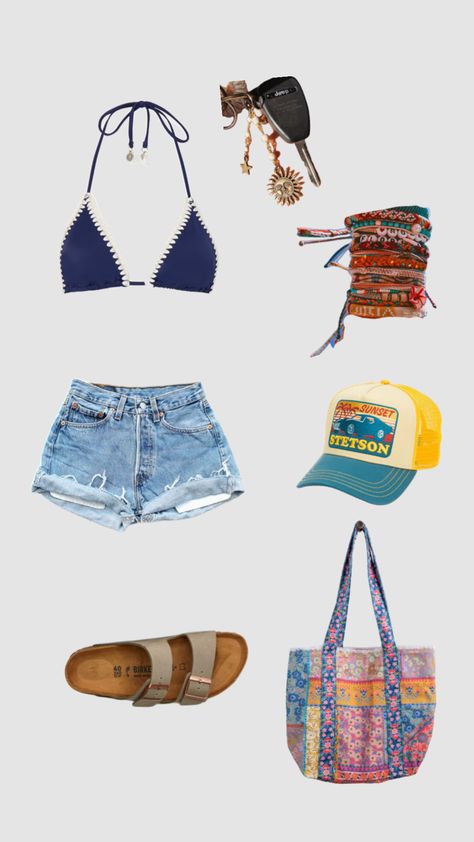 Beach Clothes Ideas, Beachy Outfits 2023, Beach Assesories, Outfit Ideas For The Beach, Easy Beach Outfits, Beach Theme Outfit, Beach Summer Outfits, Hippie Beach Outfit, Outfits For The Beach