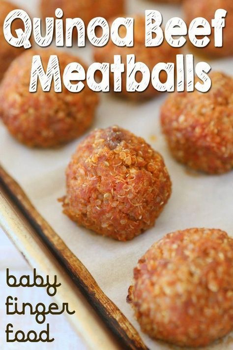 Quinoa Beef Meatball. Protein packed and loaded with iron. Perfect for baby led weaning. Baby led weaning, blw, blw recipes, weaning foods, recipes for babies, baby recipes, blw ideas #babyfoodrecipes Quinoa Meatballs, Fingerfood Baby, Weaning Foods, Easy Family Dinner, Baby Led Weaning Recipes, Weaning Recipes, Beef Meatballs, Baby Snacks, Baby Finger Foods