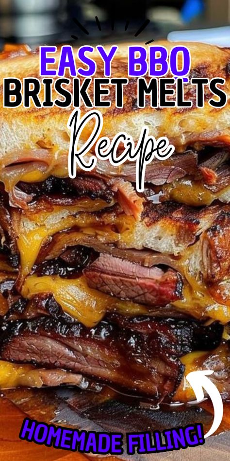 BBQ Brisket Melts Recipe Smoked Beef Brisket Burger, Brisket Sandwich Toppings, Brisket Grilled Cheese Sandwich, Smoked Brisket Sandwich, Smoked Brisket Sandwich Ideas, Brisket Sandwiches Ideas, Brisket Meals, Carnavoir Diet, Leftover Brisket Ideas