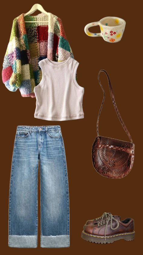 Neutral Granola Outfits, Pub Quiz Outfit, Earthy Western Outfits, Bookish Outfits Librarian Chic, Fall Button Up Shirt Outfit, West End Outfit Ideas, Harry Style Outfits Inspiration, Colorful Artsy Outfit, Outfit Inspo For Short Women