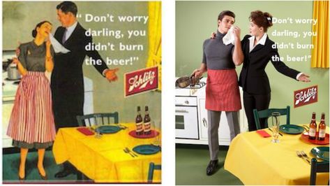 This artist’s series on gender roles is what the world needs right now. Role Reversal, Gender Stereotypes, Gender Roles, Parallel Universe, The Beer, Old Ads, Photo Series, Beirut, Perfect Woman