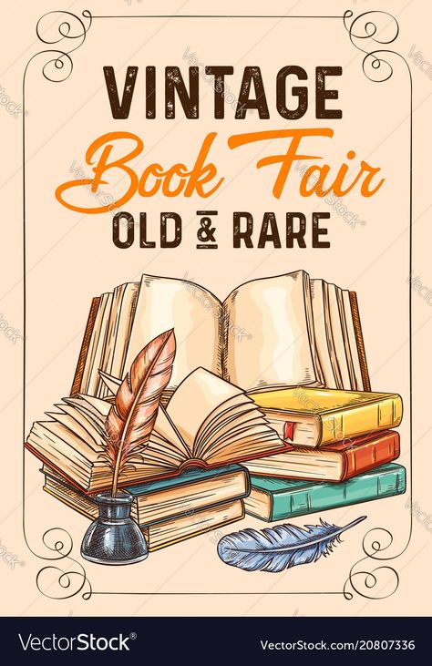 Literature Design Poster, Vintage Books Drawing, Literature Poster Design, 21st Century Literature Poster, Vintage Book Drawing, Books Poster Design, Book Fair Poster Ideas, Literature Posters Aesthetic, Vintage Book Posters