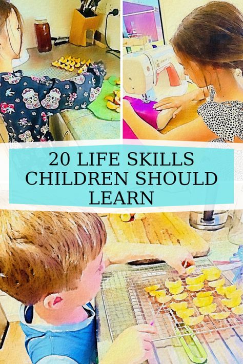 20 life skills children should learn that can help them for the rest of their lives. These skills can help for life's many challenges. Practical Skills For Preschool, Kids Life Skills Activities, Life Skills To Teach In Homeschool, Life Skills For Kids Activities, Life Skills By Age, Nature Cafe, Life Skills For Kids, Life Skills For Children, Frugal Homemaking