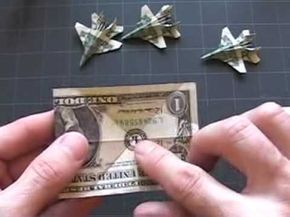 Fighter Jet Dollar Bill- thought making a bunch of these and giving them as a gift to my son might be fun Money Origami Tutorial Step By Step, Origami Spaceship, Folding Money For Gifts Step By Step, Jet Origami, Money Origami Tutorial, Money Folding, Folded Money, Origami Money, 3d Geometry