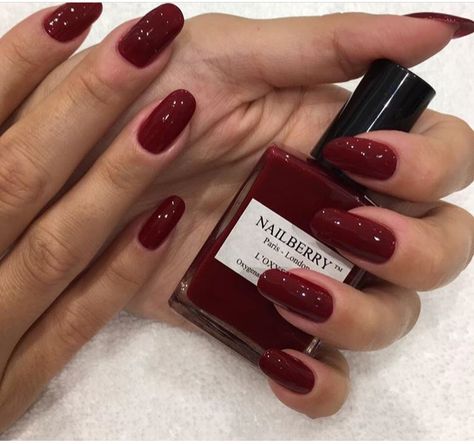 Cherry Red Nails, Dark Red Nails, Red Nail Polish, Red Nail, Minimalist Nails, Dream Nails, Chic Nails, Cute Acrylic Nails, Cherry Red