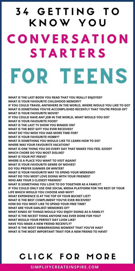 Questions You Can Ask Your Friends, Teen Conversation Starters, Questions To Ask Your Teenage Daughter, Questions To Ask Your Teenage Son, Questions To Ask A Boy Over Text, How To Initiate A Conversation, Therapy Questions For Teens, Communication Activities For Teens, How Are You