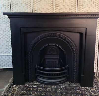 Cast Iron Fireplace With Solid Wood Surround 🚚 DELIVERY £20/ £50 Most Uk | eBay Fireplace Restoration, Black Fireplace Surround, Black Fireplace, Iron Fireplace, Fire Surround, Cast Iron Fireplace, Living Room Design Inspiration, Fireplace Surround, Fireplace Surrounds