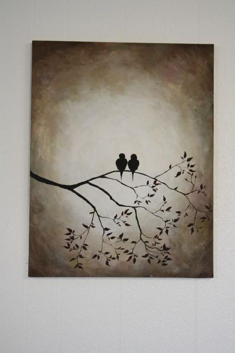 1000+ ideas about Simple Canvas Paintings on Pinterest | Canvases ... Painting With Brown Background, Acrylic Canvas Painting Ideas, Love Canvas Painting, Brown Birds, Love Birds Painting, Acrylic Canvas Painting, Bird Stencil, Canvas Painting Ideas, Love Canvas