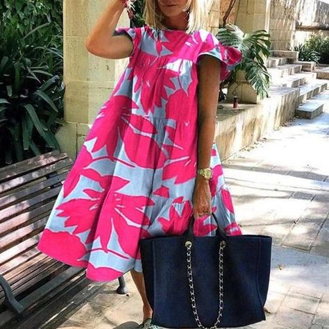 Elegant Dresses Midi, Casual Dresses For Summer, Colorful Dresses Casual, Casual Beach Dress, Look Boho Chic, Robes Glamour, Gaun Fashion, Floral Dress Casual, Dress Women Elegant