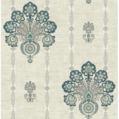 Astoria Grand Opulent designs are paired with a rich dignified color palette majestic combinations of metallic and colorful opaque inks create a marvelous contrast to the traditional and sophisticated feel this Striped Floral Damask 32.81' L x 20.5" W Wallpaper Roll embodies. Add luxury and grandeur to your home with this stunning wallpaper roll of motifs, textures, damask, and medallions. | Astoria Grand Joe Striped Floral Damask 32.81' L x 20.5" W Wallpaper Roll, Paper in Gray/Distressed/Cream Roll Paper, W Wallpaper, Floral Damask, Damask Wallpaper, Visual Texture, Striped Wallpaper, Stunning Wallpapers, Damask Pattern, Burke Decor