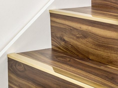 Stair Edge Trim, Stairs Trim, Vinyl Stair Nosing, Stairs Edge, Laminate Stairs, Vinyl Stairs, Stair Ideas, Types Of Stairs, Hall Flooring