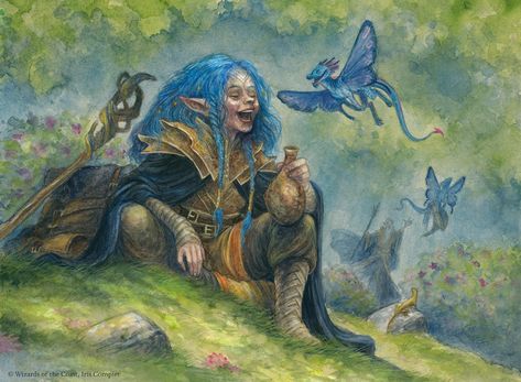 Fey Wanderer, Dungeons And Dragons Adventures, Nature Room, Water Coloring, Mtg Art, Heroic Fantasy, Forgotten Realms, Fairytale Illustration, Fantasy Races