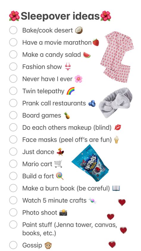 Sleepover ideas that are actually fun Sleepover Checklist, Fun Sleepover Activities, Teen Sleepover Ideas, Sleepover Essentials, Fun Sleepover Games, Sleepover Party Games, Birthday Sleepover Ideas, Sleepover Tips, Teen Sleepover