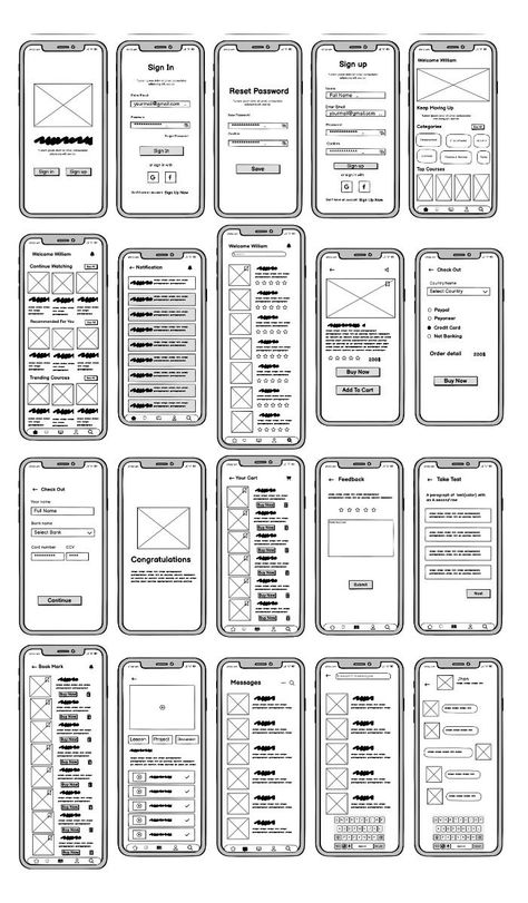 Simple wireframe design with low fidelity. #minimalist #functional #userexperience #prototyping #webdesign App Prototype Sketch, Low Fidelity Prototype, Low Fidelity Wireframes, Figma Wireframe, Website Prototype, Prototype App, Wireframe Sketch, Wireframe Mockup, App Wireframe