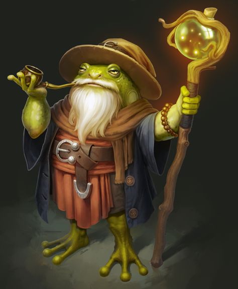 The wizard frog, Adeline Nazarova (Zanzza) Ghost Dnd, Fantasy Frog, Toad Wizard, Frog Concept Art, Wizard Frog, Frog Wizard, Frog With Wizard Hat, Dnd Frog Barbarian, Wizard Frog On Mushroom