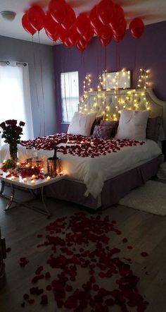 Honeymoon Bedroom Decorations Romantic, Valentine’s Day Room Set Up, Romantic Hotel Rooms, Valentines Bedroom, Romantic Room Surprise, Romantic Dinner Decoration, Night Room, Rooms Decoration, Romantic Valentines Day Ideas