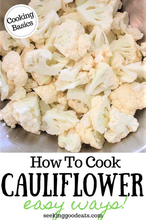 Cooked Cauliflower Recipes Simple, Cooking Cauliflower On Stove, Easy Cauliflower Recipes Simple, Cauliflower In The Oven, Microwave Vegetables, Ways To Cook Cauliflower, Gf Dinners, Cook Cauliflower, Easy Roasted Cauliflower