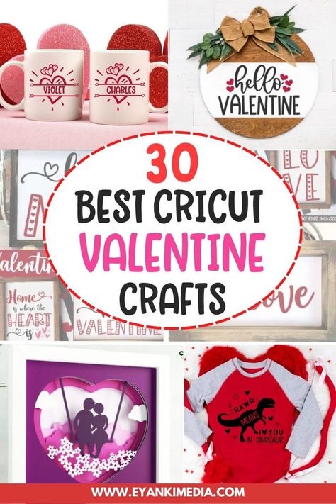 Looking for a perfect Valentine's craft project to make with your Cricut? Check these Cute Cricut Valentine projects you can make to sell or gift someone you love on this Valentine's Day! Great for gift or to make extra money with your Cricut hobby. Valentine's Cricut Projects, Cricut Craft Ideas, Cricut Valentine Ideas, Valentine Cricut, Cricut Valentines Projects, Cricut Valentine, Cadeau St Valentin, Valentine Svg Files, Valentine's Day Crafts