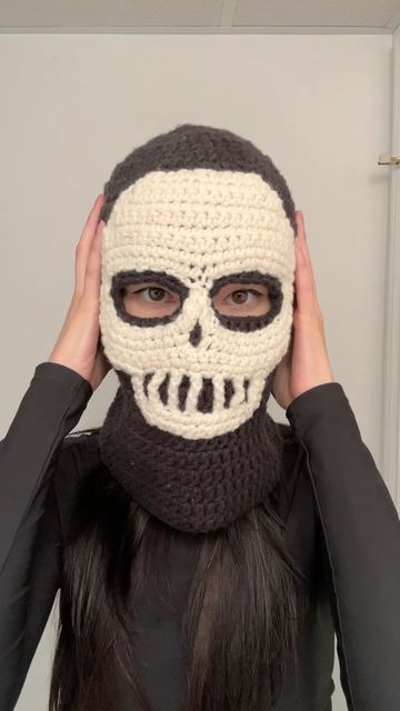 alexandria masse on Instagram: "tutorial on youtube pattern on my website #skullbalaclava" Crochet Skull, Skull Mask, Mask, Crochet Patterns, Yarn, Hats, Crochet, Pattern, Instagram