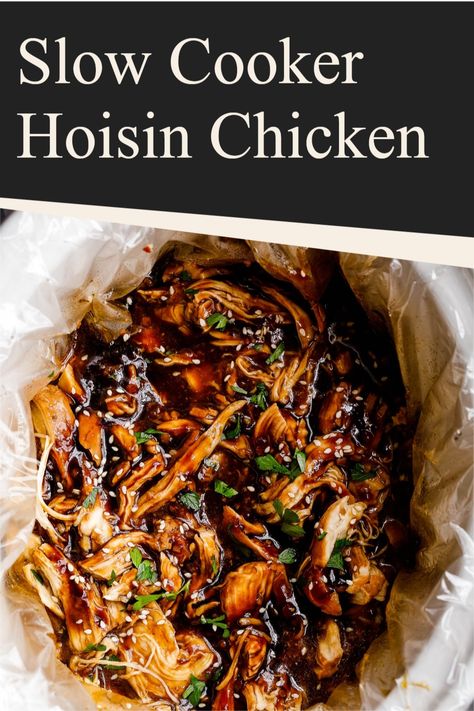 Slow Cooker Hoisin Chicken is an easy fix-and-forget recipe. This chicken has hoisin, ginger, garlic, onions. It's versatile & flavorful. Asian Slow Cooker Recipes, Recipes With Hoisin Sauce, Hoisin Chicken, Slow Cooker Roast Beef, Crockpot Healthy, Slow Cooker Roast, Chicken Thigh Recipes Crockpot, Best Slow Cooker, Easy Slow Cooker Recipes