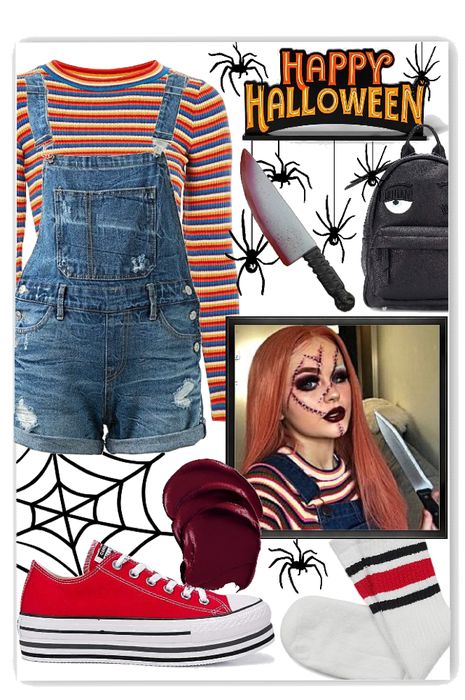 Casual Halloween Outfits Costumes, Halloween Costumes With Overalls, Diy Chucky Costume, Halloween Horror Nights Outfit, Halloween Diy Outfit, Chucky Halloween Costume, Casual Halloween Outfits, Witches And Warlocks, Last Minute Kostüm