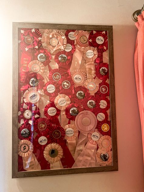 Equestrian Ribbons, Ribbon Quilts, Horse Ribbon Display, Show Ribbon Display, Equestrian Party, Horse Show Ribbons, Horse Ribbons, Tack Trunk, Horse Room