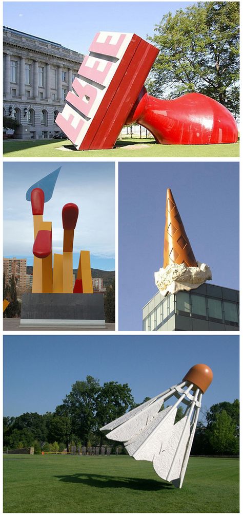 Claes Oldenburg is a Swedish sculptor who makes large replicas of everyday objects. He was born in 1929 and moved to Chicago in 1936. He wen... Pop Art Artists, Claes Oldenburg, Crazy Art, Frame Cabin, Scale Art, Outdoor Buildings, Pop Art Movement, The Art Institute Of Chicago, Miscellaneous Items