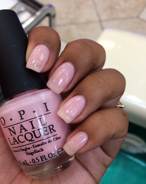 Simple OPI's It's a Girl color Shellac On Natural Nails Fall, Short Nails Sheer Pink, Short Nails Normal Polish, School Nails Natural, Painted Natural Nails Short, Opi Nude Nail Colors, Short Natural Nails Manicures, Clear Nude Nails, Barely There Nails