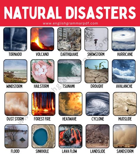 Natural Disasters Nature, Man Made Disasters, Natural Disasters Art, English Grammar Pdf, Presentation Ideas For School, Water Flood, Mudslide, Big Scary, Dust Bowl