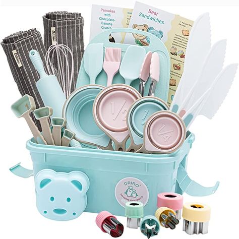 Amazon.com: Kids Baking Set Real Cooking Set for Kids , Baking Supplies with Adult and Kid Aprons - Real Tools for Real Cooking Kids Baking Sets for Girls and Boys Kid Cooking Gift Set (Cyan) : Home & Kitchen Kid Cooking, Kids Baking Kit, Cooking Kids, Kids Baking Set, Kids Baking, Cooking Kit, Kids Toy Shop, Cooking Gift, Baking Equipment