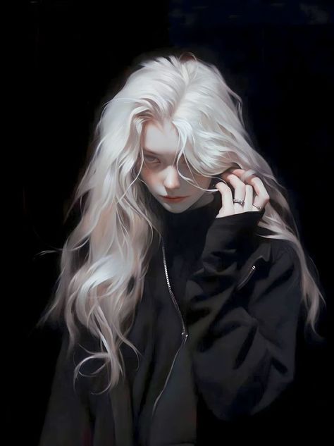 Silver Hair, White Hair, Follow Me, Hair, Silver, Black, Art