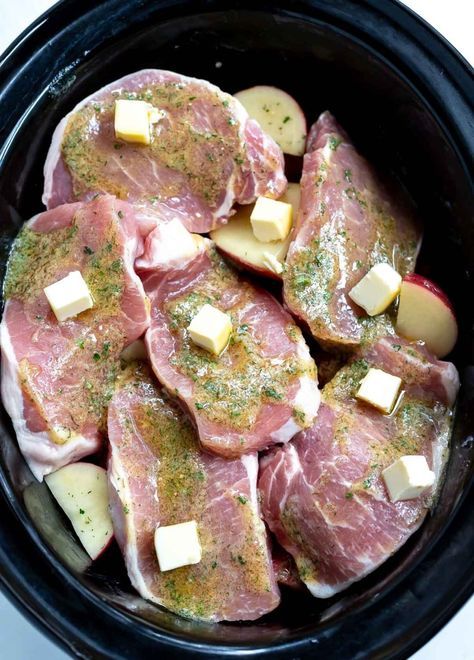 Crockpot Ranch Pork Chops and Potatoes is a super quick, easy and no-fuss weekday dinner recipe. Just drop everything in your slow cooker and forget about it. Slow cooker pork chops will be a new family favorite! #crockpotporkchops #crockpotranchporkchops #crockpotdinner #porkchopsandpotatoes #easydinner Ranch Pork Chops And Potatoes, Crockpot Ranch Pork Chops, Ranch Pork Chops Crock Pot, Ranch Pork Chops, Pork Chops And Potatoes, Crockpot Pork Chops, Slow Cooker Pork Chops, Weekday Dinner, Diner Recept