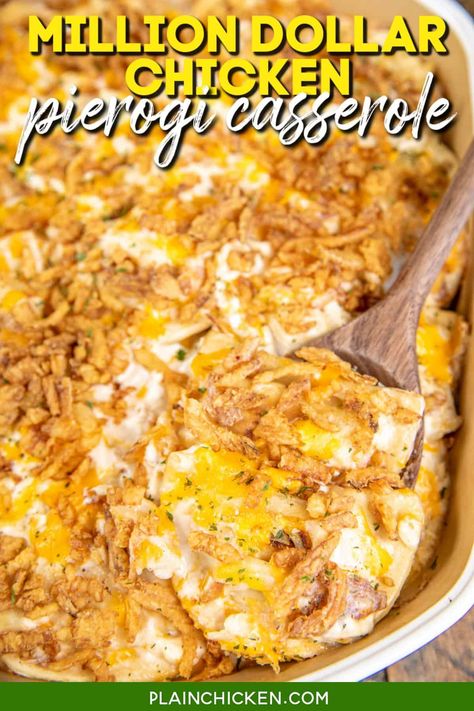 Casseroles For Bunco, What To Make With Leftover Chicken, Chicken Casserole With Noodles, Chicken Pierogi Casserole, Casserole With Noodles, Slavic Food, Million Dollar Chicken Casserole, Stuffed Sausage, Weeknight Casseroles