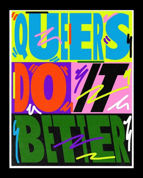 2010s Graphic Design, Bold Graphic Design Inspiration, Bold Color Design, Bright Color Graphic Design, Vibrant Poster Design, Text Composition Design, Energetic Graphic Design, Energetic Typography, Pride Typography