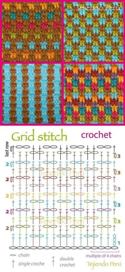 Crochet Grid Patterns, Crochet Grid, Grid Patterns, Crochet Stitches Chart, Gilet Crochet, شال كروشيه, Crochet Stitches Diagram, Stitch Crochet, Crochet Mandala