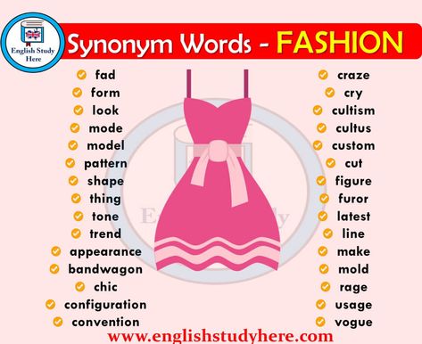 Synonym Words Related to FASHION Fashion Synonyms Words, Words Related To Fashion, Fashion Related Words, Sentence Examples, Silver Cocktail Dress, Fashion Things, Fashion Book, Sportswear Fashion, Banner Vector