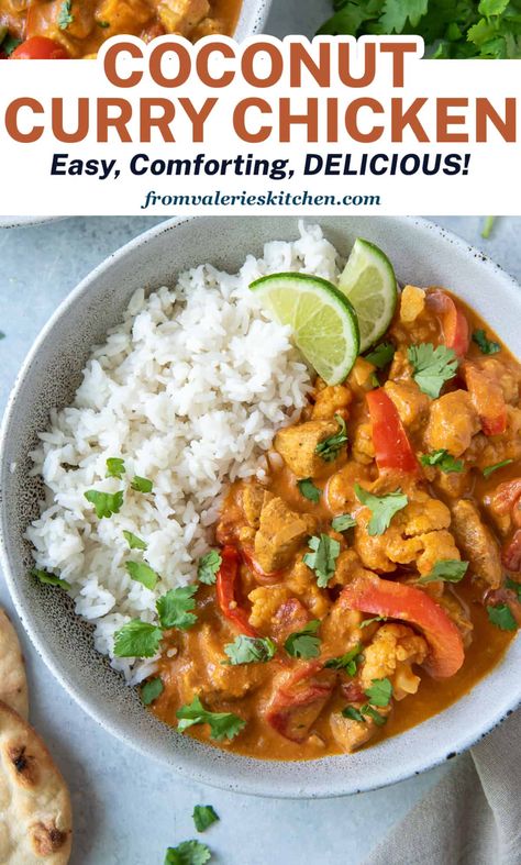 The Recipe Critic Coconut Curry Chicken, Chicken And Cauliflower Curry, Hello Fresh Coconut Curry Chicken, Easy Coconut Curry, Recipe With Cauliflower, Yellow Curry Chicken, Chicken Breast Curry, Chicken Recipes With Tomatoes, Coconut Chicken Recipe