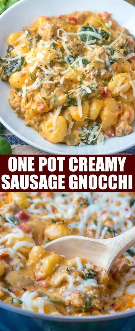 Sausage Recipes, One Pot Meals, Creamy Sausage Gnocchi, Sausage Gnocchi, Gnocchi Dishes, Sausage Dinner, Gnocchi Recipes, Easy Weeknight, Easy Weeknight Dinners