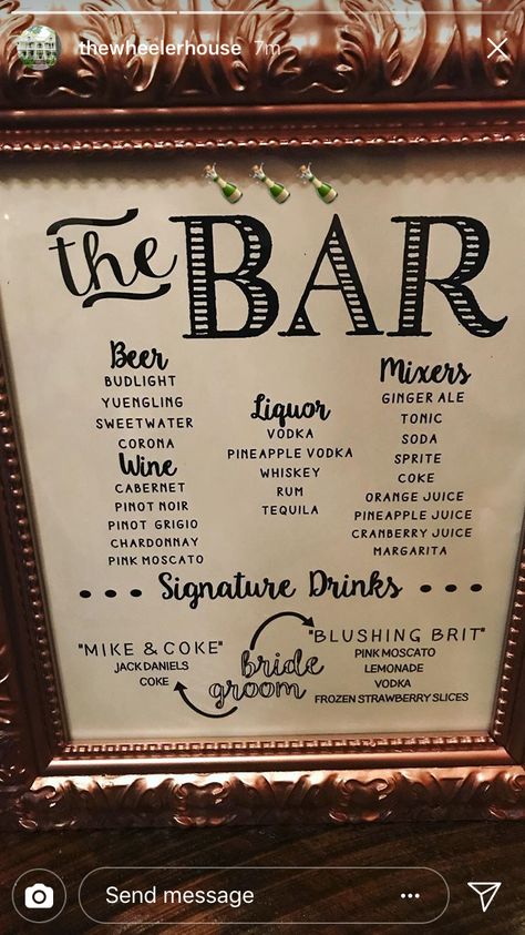 Home Bar Signs, Boda Mexicana, Juice Recipes, Open Bar, Bar Menu, Wedding Goals, Bar Sign, Wedding Bar, Dreamy Wedding