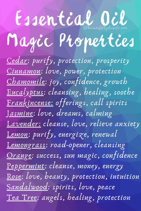 Essential Oil Magical Properties Chart and Magical Uses Witches Essential Oils, Essential Oils Correspondences, Magical Essential Oils, Essential Oils Magick, Essential Oils And Their Uses Witchcraft, Witchy Essential Oils, Cleansing Oils Witchcraft, Castor Oil Magical Properties, Essential Oils For Spiritual Cleansing