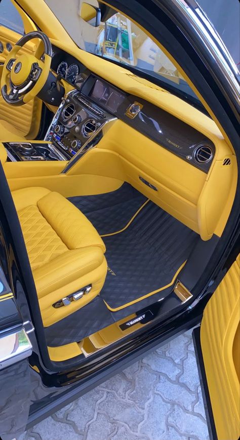 Yellow Car Seat Covers, Yellow Car Accessories, Yellow Car Aesthetic, Yellow Car Interior, Yellow Cars Aesthetic, Car Seat Upholstery, Best Car Interior, Vw T3 Doka, Car Interior Upholstery