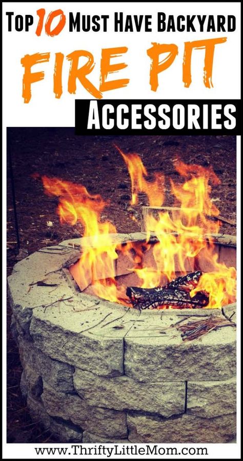 Top 10 Must Have Backyard Fire Pit Accessories. If you've got a backyard fire pit and are looking for the best outdoor living accessories to go with it, this post has lots of great ideas. These are even good for fire pit parties! Fire Pit Gallery, Fire Pit Party, Fire Pit Decor, Easy Fire Pit, Backyard Fire Pit, Small Fire Pit, Outdoor Gas Fireplace, Rustic Fire Pits, Large Fire Pit