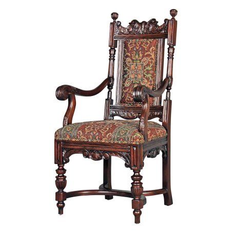 Grand Classic Edwardian Dining Armchairs, Brown Upscale Furniture, Dining Armchair, Solid Wood Dining Chairs, Design Toscano, Fabric Armchairs, Dining Arm Chair, Wooden Chair, Side Chairs Dining, Chairs For Sale