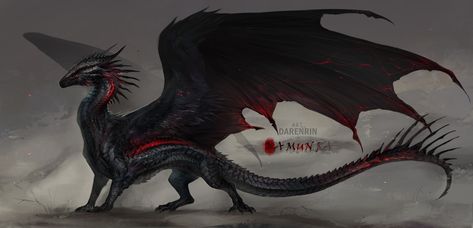 Black And Red Dragon, Eastern Dragon, Dragon Pictures, Fantasy Creatures Art, Dragon Artwork, Mythical Creatures Art, Fantasy Dragon, Creature Concept Art, Black Dragon