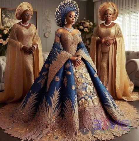 African Inspired Wedding Dress, African Royalty Dresses, African Queen Dress, African Royalty Fashion, Traditional African Wedding Dress, African Princess Dress, African Couture, African Traditional Wedding Dress, Rhinestone Embroidery