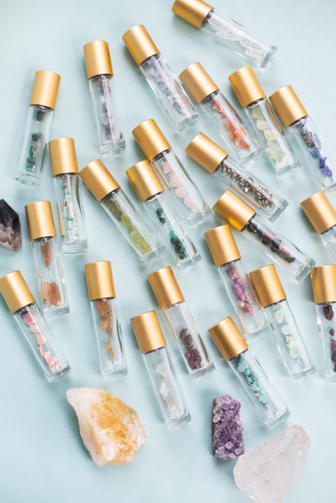 How to Use Crystals With Oils (+ a Complete Guide to Crystals and Their Uses) - Whimsy and Wellness Crystals And Their Uses, Crystal Roller, Essential Oil Accessories, Essential Oil Roller Bottle, Cleansing Crystals, Essential Oil Roller, Roller Ball, Essential Oil Perfume, Roller Bottle