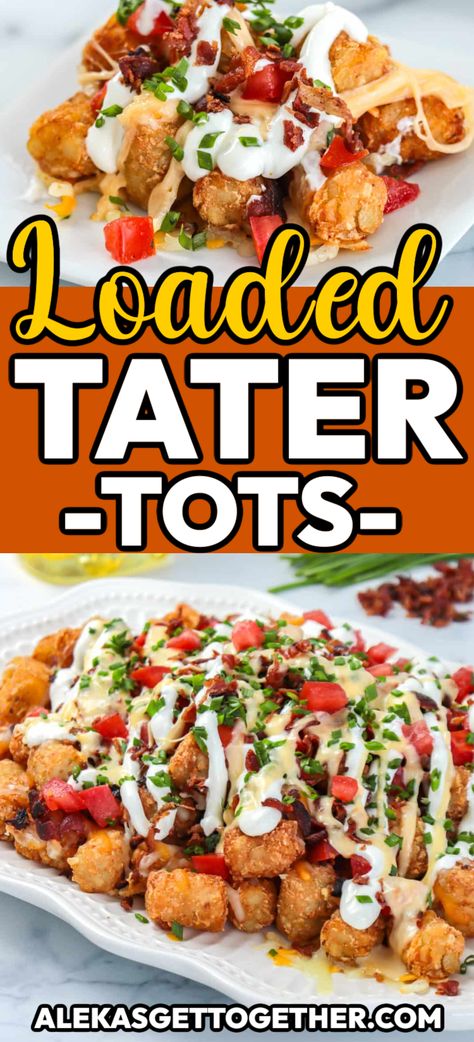 Delicious Loaded Tater Tots, also known as "tachos" are the ULTIMATE comfort food! These golden nuggets of joy are the perfect blend of crunchy, cheesy, and downright addictive. And to make them even better, we'll be using Oléico® high oleic safflower oil for that extra crispy, guilt-free indulgence. Loaded Tots Appetizers, Tachos Tater Tots, Loaded Tater Tots Recipes, Tater Tot Poutine, Totchos Tater Tots, Loaded Tater Tots, Tater Tot Recipes, Sandwich Sides, Tator Tots