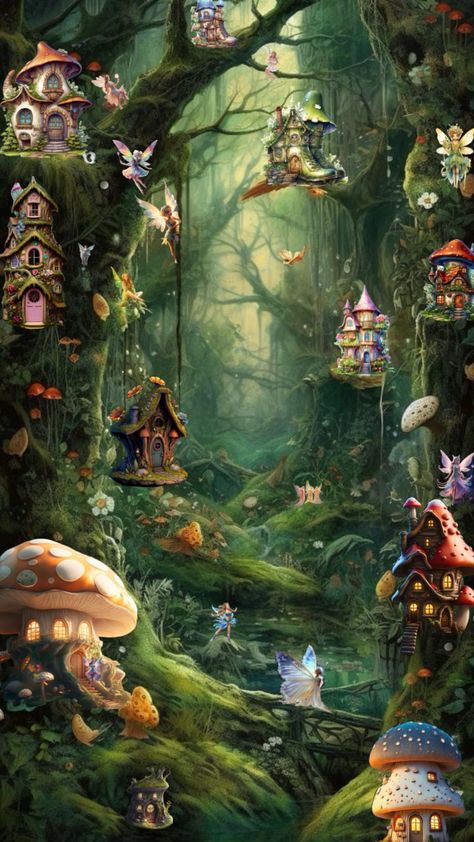 #fairygarden #fairies Fairy Mushroom Wallpaper, Nap Cottage, Fairycore Prints, Fairy Wallpaper Iphone, Fairy Garden Wallpaper, Knitting Cartoon, Mushroom Nails, Fairycore Wallpaper, Fairy Background